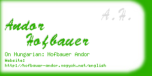 andor hofbauer business card
